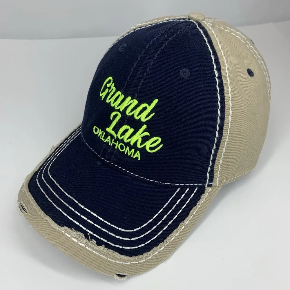 Grand Lake Oklahoma Hat Distressed Adjustable OSFM Otto Souvenir Baseball Cap
